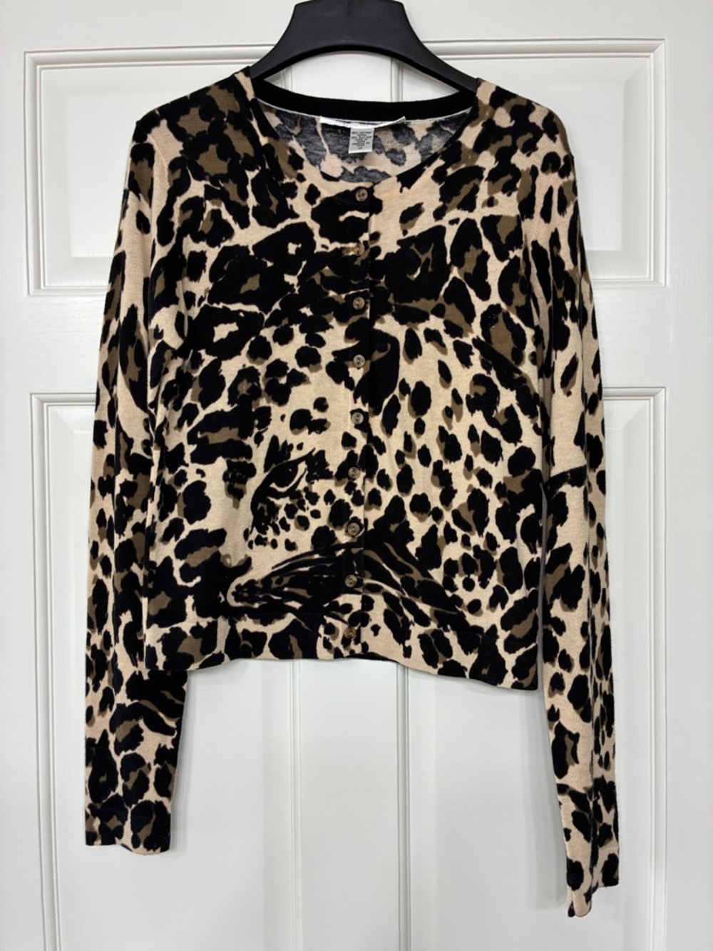 Diane Von Furstenberg Leopard Print Button-Front Lightweight Cardigan